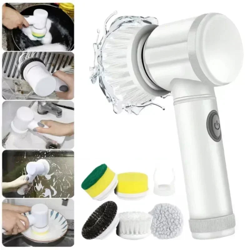 Perie Electrică Curățare 5 în 1 – Curăță Rapid Fără Frecat Manual